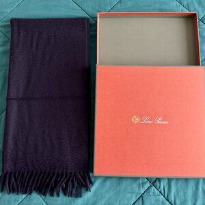 Loro Piana Twelve Baby Cashmere Scarf, Navy Blue